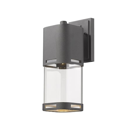 Z-Lite Lestat 1 Light Outdoor Wall Light, Black & Clear 562M-BK-LED